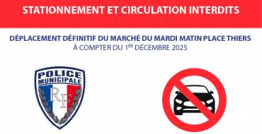 Déplacement définitif du marché du mardi matin Place Thiers <br> 26/11/25